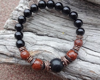 Shungite, Black Tourmaline, Mahogany Obsidian bracelet for every day 1