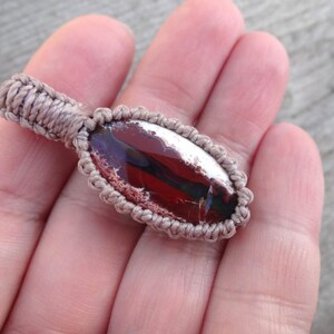 Mexican Fire Opal Macrame Pendant Necklace image 6