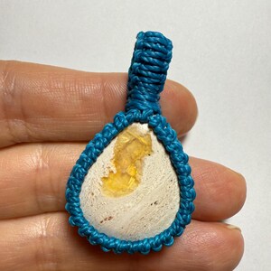 Mexican Fire Opal Macrame Pendant Necklace 2