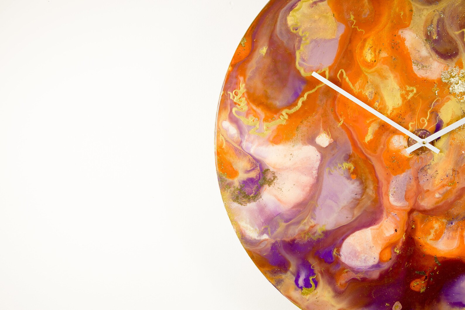 Orange and Gold Wall Clock With Lighting Extra Large Clock Etsy