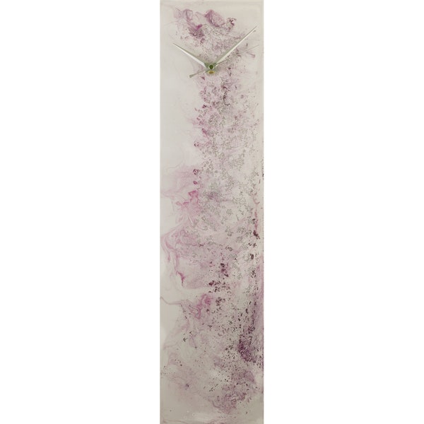 24" Modern Wall Clock, Off White and Silver Table or Mantle Clock, Glass Wall Art for Kitchen or Office Decor, Contemporary Clock on Etsy