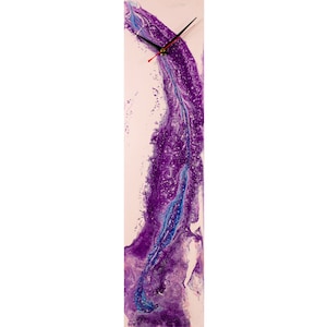 Modern Clock | Purple Wall Decor | Modern Wall Clock | Purple Clock | Glass Wall Art | Glass Decor | Abstract Decor | Modern Home Decor