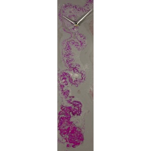 Purple and Grey Wall Clock or Desk Clock with Lighting, Unique Home Decor Grey Glass Wall Art, Abstract Art for Bedroom or Kitchen Decor