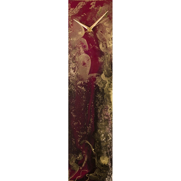 Rode en zwarte luxe glazen wandklok modern interieur, abstracte mantelklokken voor bureau of muur met verlichting, ongebruikelijke glazen wandkunst
