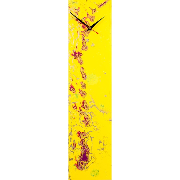 Yellow and Purple Wall Clock for Kitchen Decor or Bedroom Wall Clock, Unique Glass Decor for Modern Home, Abstract Clocks for Wall