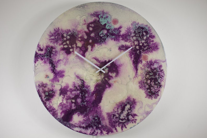 35 Inch Extra Large Circular Wall Art Glass Wall Clock With Etsy