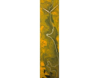 Reloj de pared dorado y naranja regalo moderno de inauguración de la casa, reloj de pared inusual o reloj de escritorio con iluminación, reloj de mesa único con luces