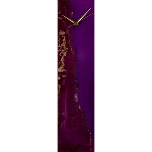Purple and Gold Wall Clock Unique gift for her, Modern Glass Wall Art Gift for New Home Owner, Contemporary Clock with Silent Non Ticking