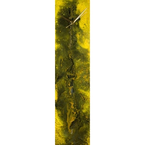 Yellow Wall Decor Modern Wall Clock for Bedroom or Kitchen Decor, Yellow and Green Unique Wall Decor for Modern Home Office Art