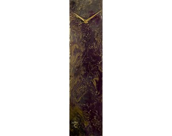 Purple and Gold Glass Wall Clock: Modern Art, Silent Clock