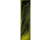 24" Olive Green Wall Clock Gold Home Decor Luxury Art for Kitchen, Glass Clock for Bedroom, Silent Rectangle Modern Clock, Luxury Home Decor