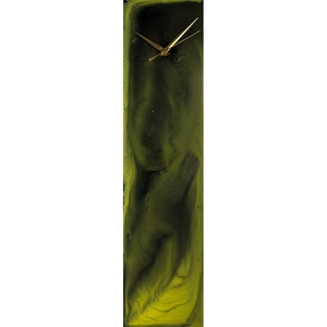 Reloj de pared verde oliva de 24 "decoración del hogar dorado arte de lujo para la cocina, reloj de vidrio para el dormitorio, reloj moderno rectangular silencioso, decoración del hogar de lujo