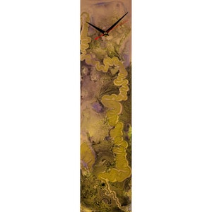 Horloge murale moderne en or et noir de 61 cm, cadeau fête des pères, peinture d&#39;art abstrait art mural en verre unique avec éclairage horloge murale inhabituelle