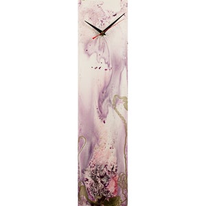 Gold and Purple Wall Clock for Modern Home Decor, Unique Glass Wall Clock or Desktop Clock for Office Kitchen Glass Art Not Fused