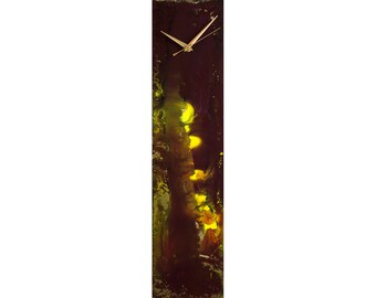 Dark Purple and Yellow Decor Modern Glass Wall Clock, Industrial Home Decor, Modern Clock for Wall Purple Glass Art for Modern Home on Etsy