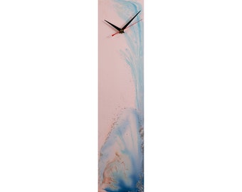 Unique Pink Decor Gift for Nan, Grandmother Present for New Home, Moving in Present Pink Wall Clock, Glass Art Rectangular Clock for Desk,