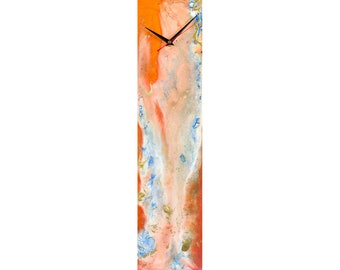 Orange and Gold Modern Clock for Wall, Fathers Day Gift for  Him, Unusual Glass Wall Art Gift for Dad, Unique Wall Clock Abstract Desk Clock