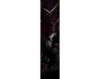 Purple and Black Wall Clock for Kitchen, Unique Glass Wall Art Clock with Lighting, Modern House Warming Gift for New Homeowner Present