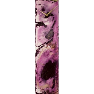 Horloge murale moderne violette, art mural abstrait, horloge murale violette unique, décoration murale unique contemporaine, art abstrait au Royaume-Uni