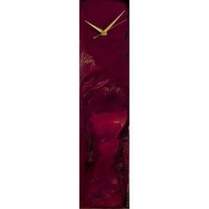 Gold and Maroon Modern Wall Clock Housewarming Gift, Unique Glass Wall Clocks for Living Room Decor, Unique Table clock New Home Present