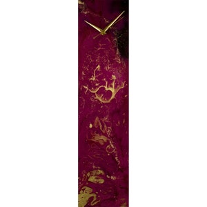 Gold and Maroon Modern Wall Clock Housewarming Gift, Unique Glass Wall Clocks for Living Room Decor, Unique Table clock New Home Present