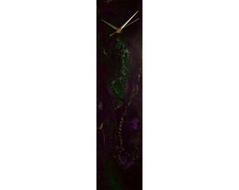 Purple Home Decor Glass Wall Clock, Modern Clock For Wall or Desk, Abstract Wall Art Unique Home Decor, Narrow Wall Clock, New Homeowner