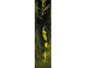 Black and Green Modern Wall Clock or Desk Clock with Lighting, Unique Glass Wall Art for New Home Gift, Modern Silent Clock For Wall Hanging