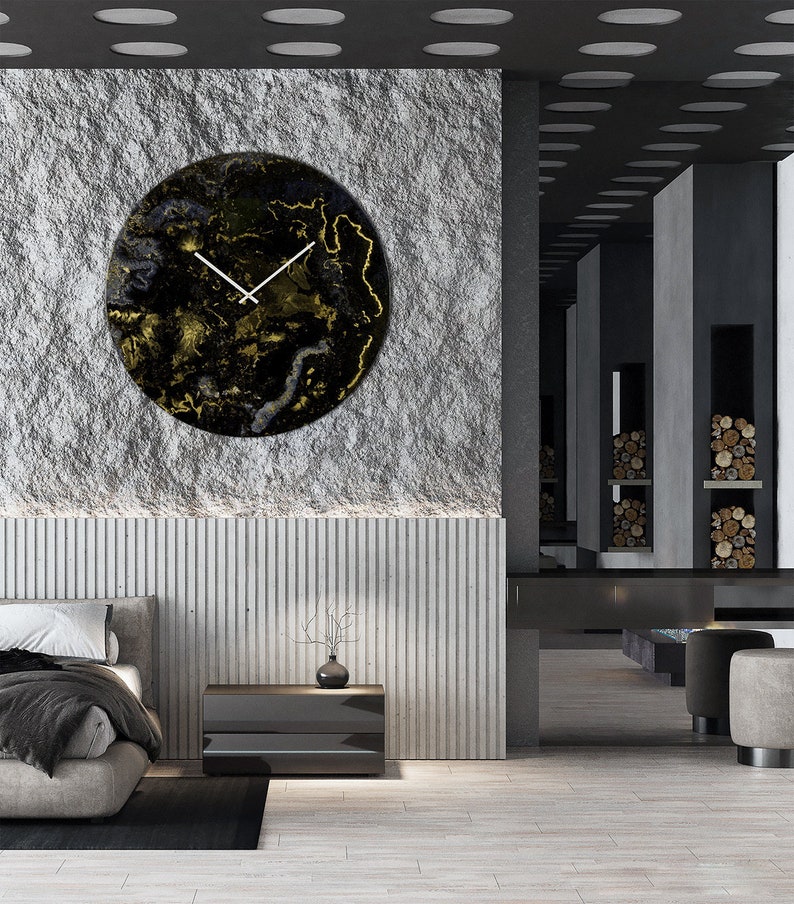 Extra Large Glass Resin Wall Clock Modern Wall Lighting with Etsy