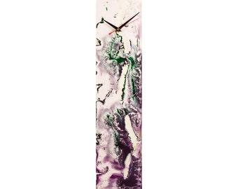 Modern Purple Glass Wall Clock, Handmade Home Decor, Housewarming Gift
