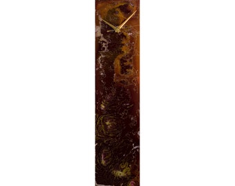 Gold & Maroon Glass Wall Clock: Modern Art Decor