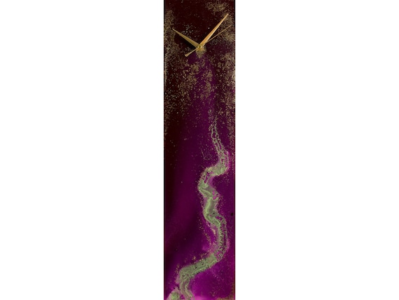 Maroon Red Wall clock | Rectangular Clock | Modern Wall Decor | Modern Clock Art On Glass | Clock for Wall | Unusual Wall Clock | Glass Art