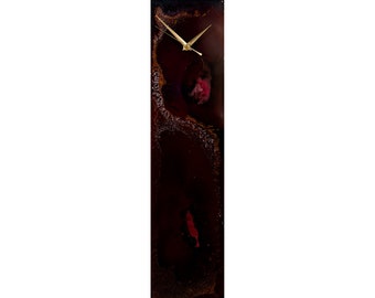 Maroon Red Wall clock | Rectangular Clock | Modern Wall Decor | Modern Clock Art On Glass | Clock for Wall | Unusual Wall Clock | Glass Art