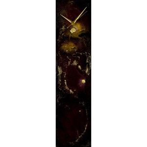 Gold and Maroon Modern Wall Clock Housewarming Gift, Unique Glass Wall Clocks for Living Room Decor, Unique Table clock New Home Present