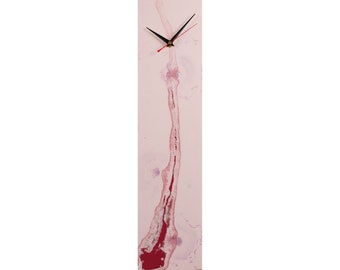 Modern Home Decor Contemporary Clock, Pink Clock for Wall Rectangular Glass Painting Wall Art, Unique Housewarming Gift for New Home