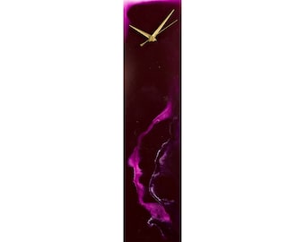 Minimal Wall Clock Purple Glass Art for Modern Home Decor, Unusual Wall Clock with Original Abstract Art Design, Modern Wall Clock Glass Art