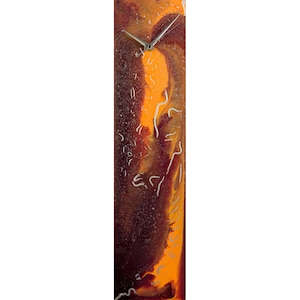 Orange and Red Silent Modern Wall Clock, Original Wall Decor, Not Resin Clock, Glass Wall Art Unusual Clock Housewarming Gift for New Home