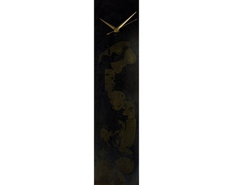 Black and Gold Wall Clock Unusual Decor, Modern Home Decor Unique Glass Clock for Wall , Black Clock, Industrial Home Decor Glass Wall Art