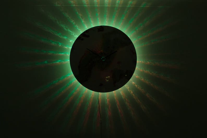 Large Wall Clock With Modern Lighting Glass Clocks for Wall Etsy UK