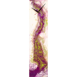 Abstract Glass Clock: Purple Green Home Decor, Handmade Art