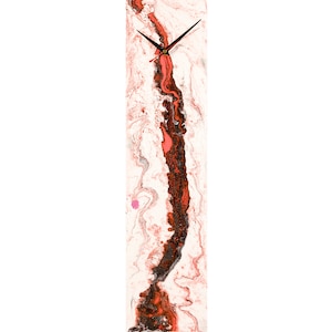 Handmade Orange Glass Wall Clock: Modern Art Decor (24&quot; x 6&quot;)