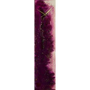 Purple and Gold Wall Clock for Office Desk or Kitchen Wall Decor, Blue Home Accessories Modern Wall Clock in the UK Modern Glass Art