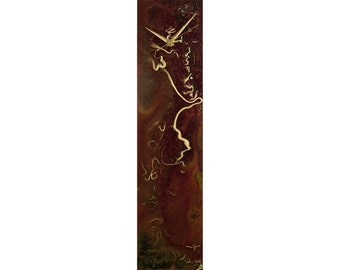 Gold & Maroon Glass Wall Clock: Modern Art Decor