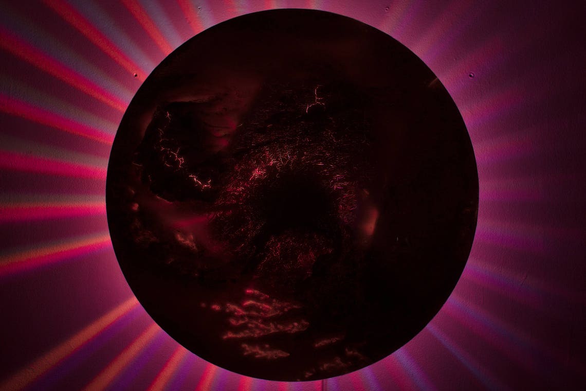 Circular Wall Light Large Round Glass Wall Art Abstract Etsy