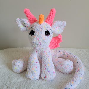 Baby Dragon Plushie - Funfetti - Whimsical - Amigurumi - Crochet - Handmade