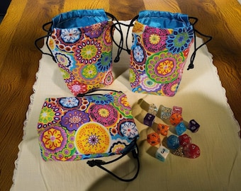 Kaleidoscope/Boho D&D Dice Bag/Dice Pouch/Bag of Holding
