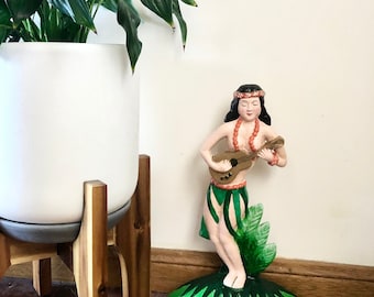 Hawaiian hula dancer garden decor / lady bookend / beach house door stop / hula lady cast iron hand painted bookend doorstop statue