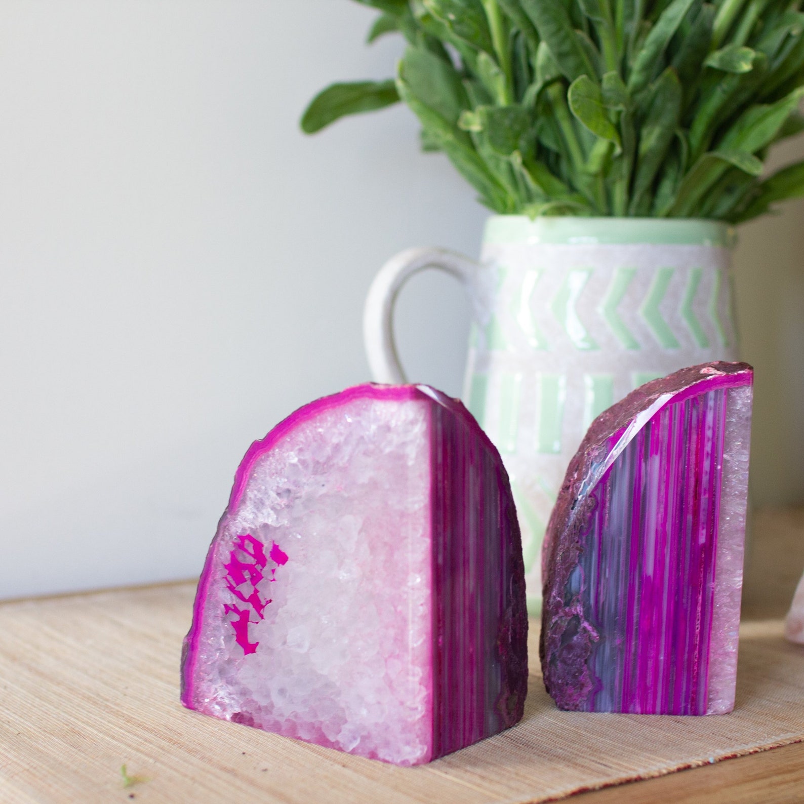 Quartz Crystal Agate Geode Bookends Pair Etsy