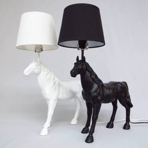 Vintage Designer Equine Horse Table Lamp Black