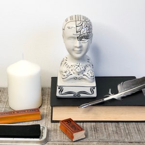 Phrenology head, palmistry hand statue, human bust, human mind statue, hand statue sold individually Phrenology inkwell