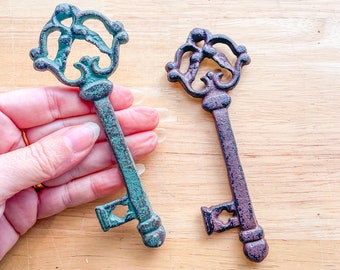 Ornate antique cast iron skeleton key - key to heart - new home gift ornament